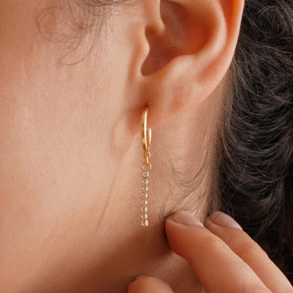 Simple Dangle Earring- CVD Diamond & Gold