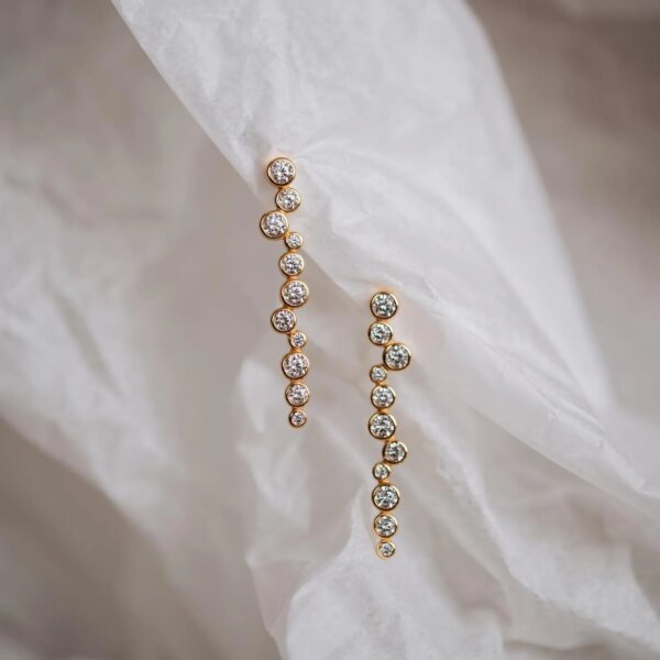 CVD Diamond Statement Earrings in Gold