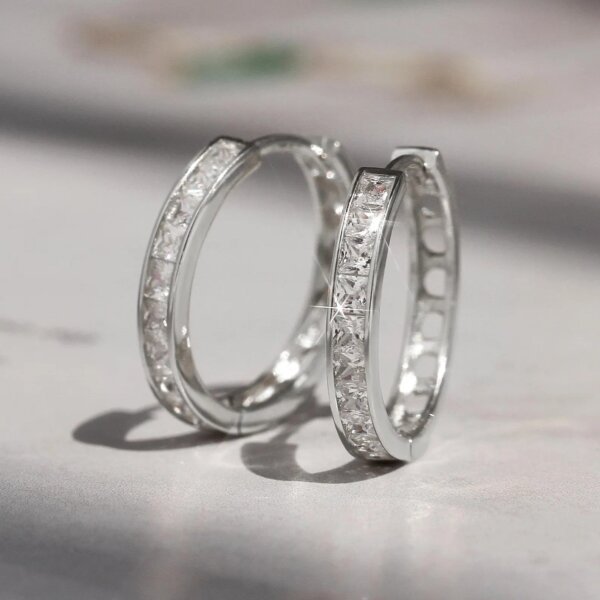 Princess Cut CVD Diamond Hoop Earrings