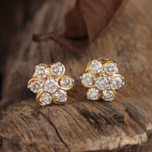 Dainty Floral CVD Diamond Earrings Studs