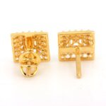 Gold and CVD Diamond Square Stud Earrings