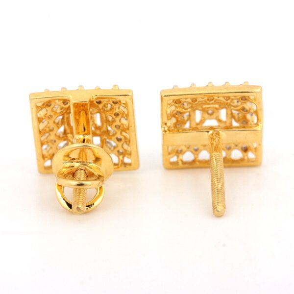 Gold and CVD Diamond Square Stud Earrings