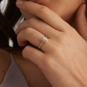 Marquise Cut CVD Diamond Halo Engagement Ring