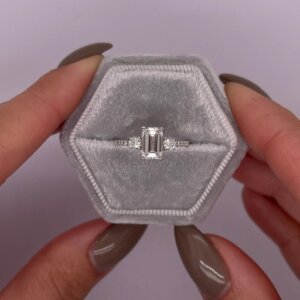 Emerald Cut CVD Diamond Engagement Ring