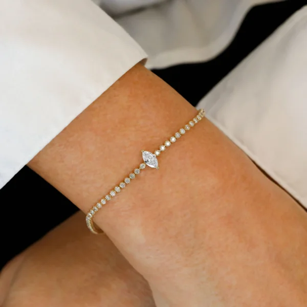 Marquise Solitaire with Side Stone CVD Diamond Bracelet