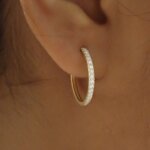 Lab Grown/ CVD Diamond Hoop Earrings in Gold