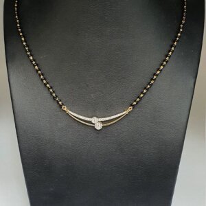 Gold and CVD Diamond Mangalsutra with Black Beads