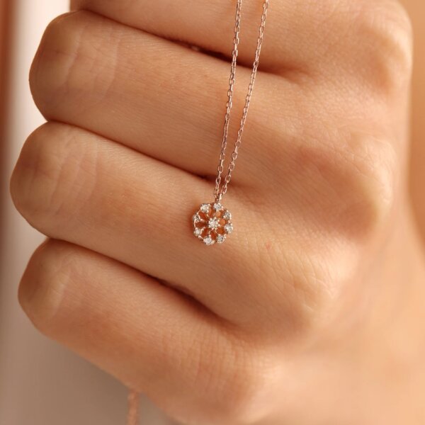 Rose Gold Floral Diamond Pendant Necklace