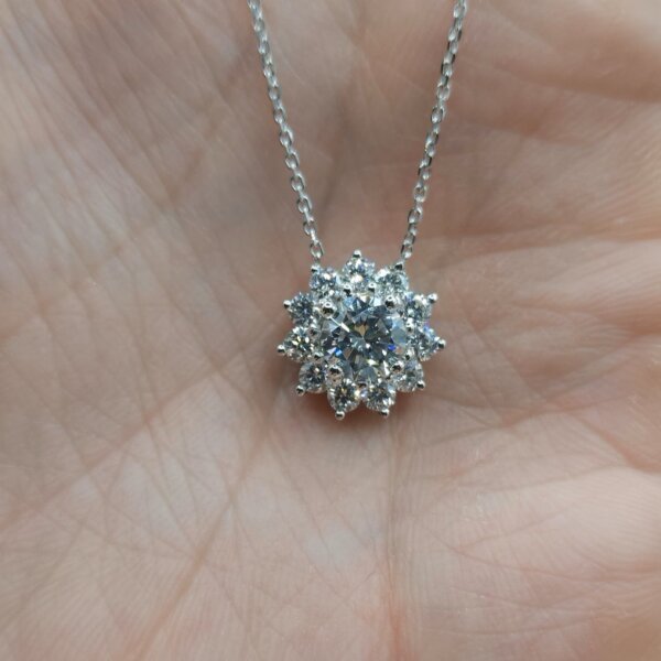 Dazzling Snowflake Inspired CVD Diamond Pendant Necklace