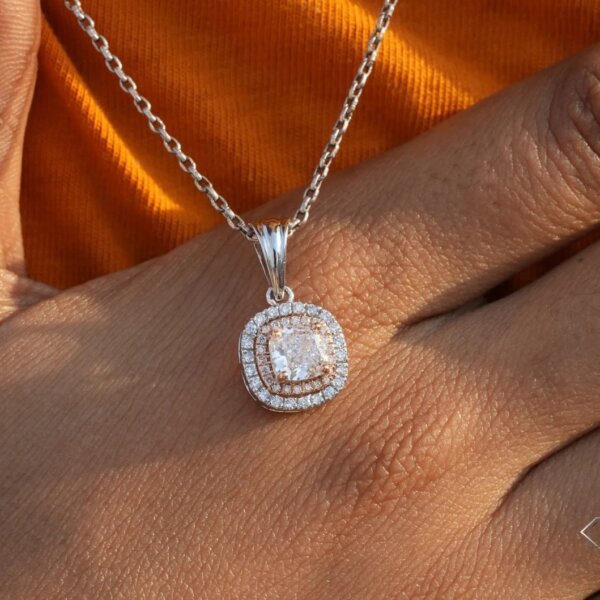 Cushion Double Halo CVD Diamond Pendant