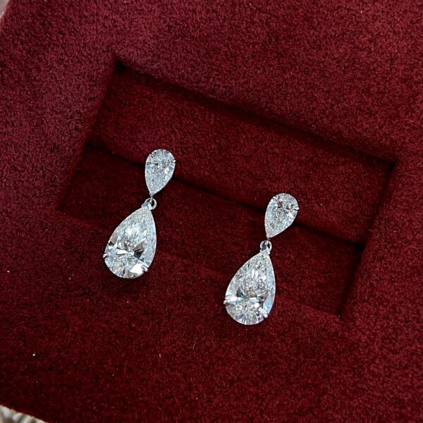 CVD Diamond Double Pear Dangle and Drop Earrings