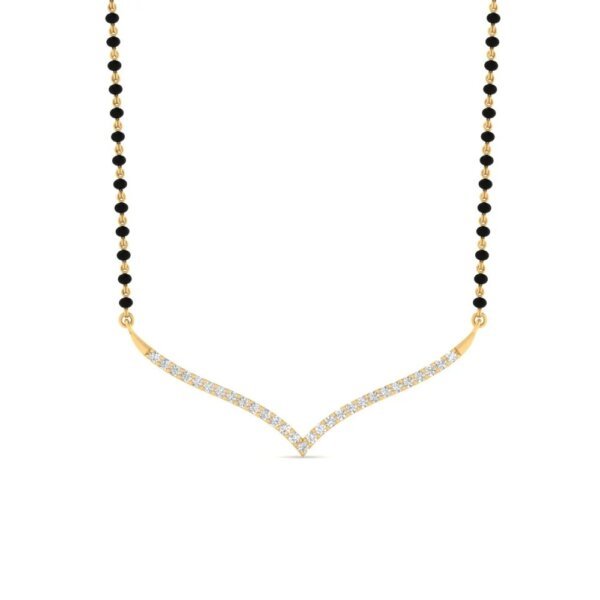 Elegant V-Curve CVD Diamond Mangalsutra in White Gold