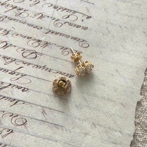 Pear Petal Spark CVD Diamond and Gold Earrings