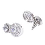 Double Halo CVD Diamond Dangle Earrings with Pave Setting