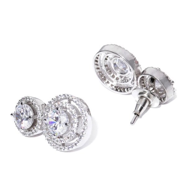 Double Halo CVD Diamond Dangle Earrings with Pave Setting