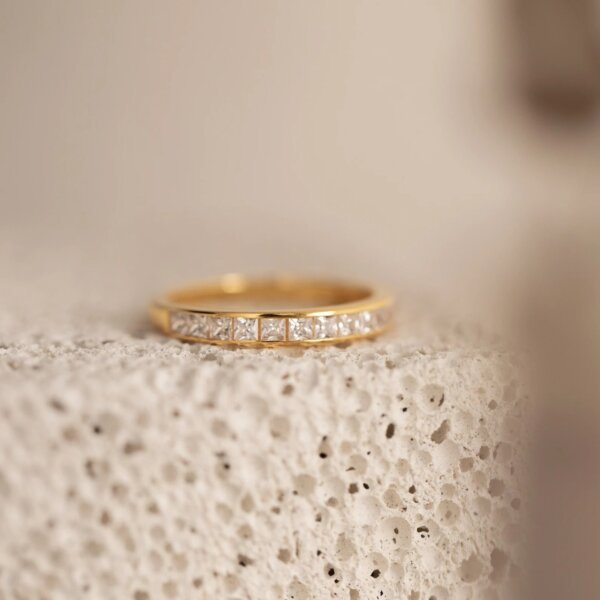 Classic Gold Princess-Cut Lab Grown Diamond Band