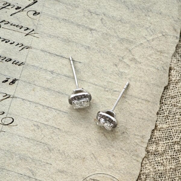 Cushion Cut CVD Diamond Halo Stud Earrings