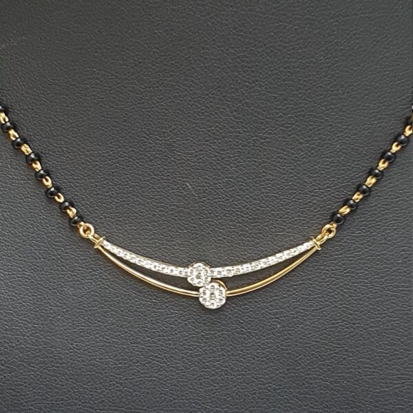 Gold and CVD Diamond Mangalsutra with Black Beads