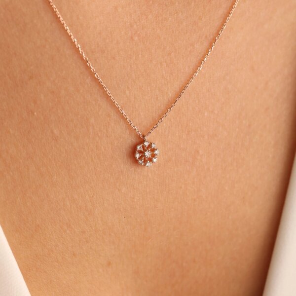 Rose Gold Floral Diamond Pendant Necklace