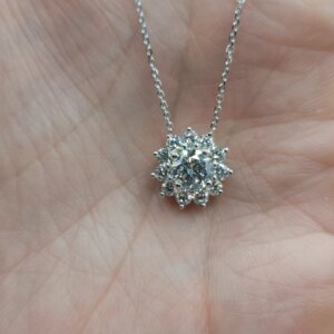 Dazzling Snowflake Inspired CVD Diamond Pendant Necklace