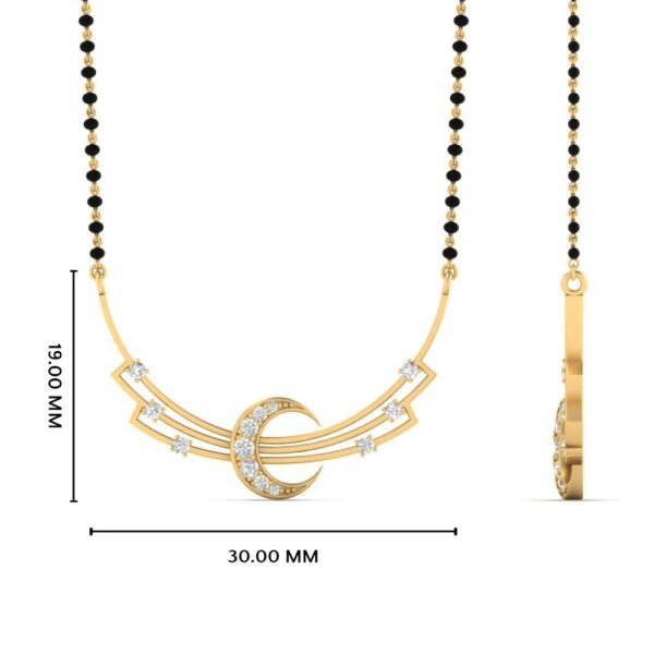 Gold Crescent Moon Mangalsutra with CVD Diamond Accents