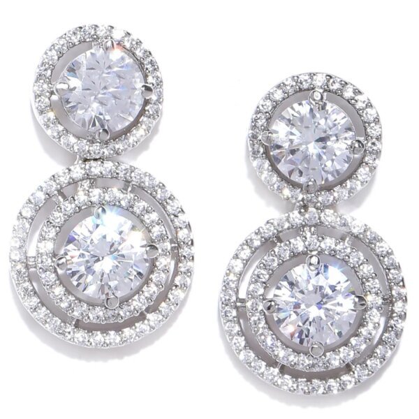 Double Halo CVD Diamond Dangle Earrings with Pave Setting