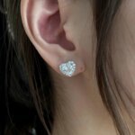 Heart Cut CVD Diamond Halo Stud Earrings