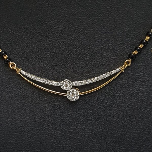 Gold and CVD Diamond Mangalsutra with Black Beads