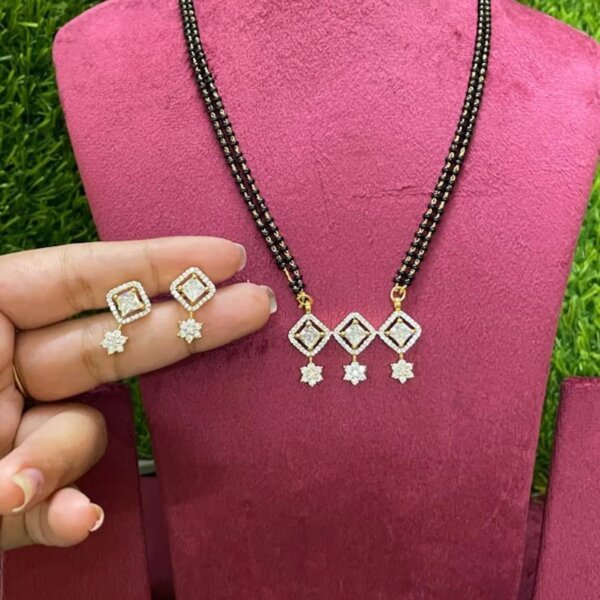 Designer CVD Diamond Mangalsutra with Hanging Star Accents