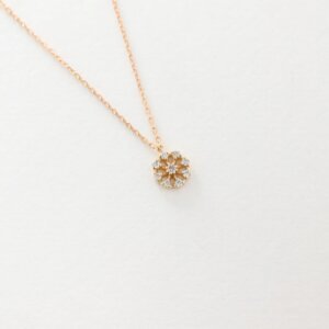 Rose Gold Floral Diamond Pendant Necklace