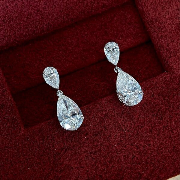 CVD Diamond Double Pear Dangle and Drop Earrings