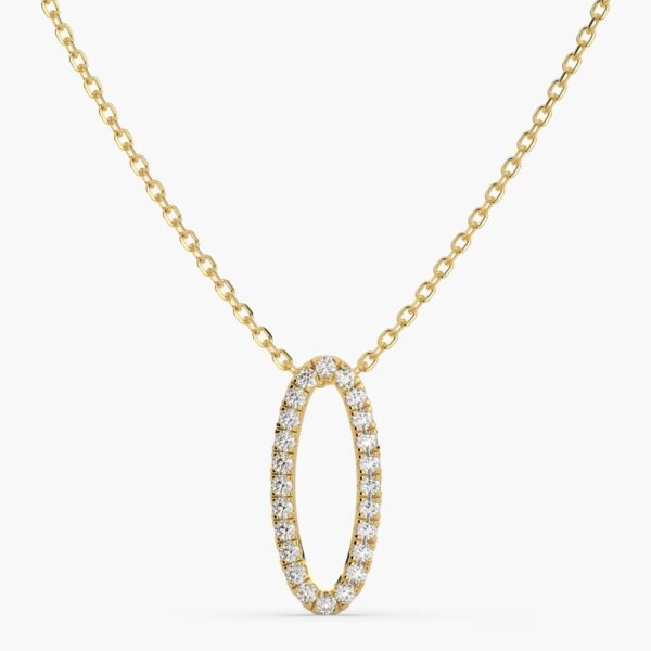 Oval Dainty CVD Diamond Pendant in Gold With Chain