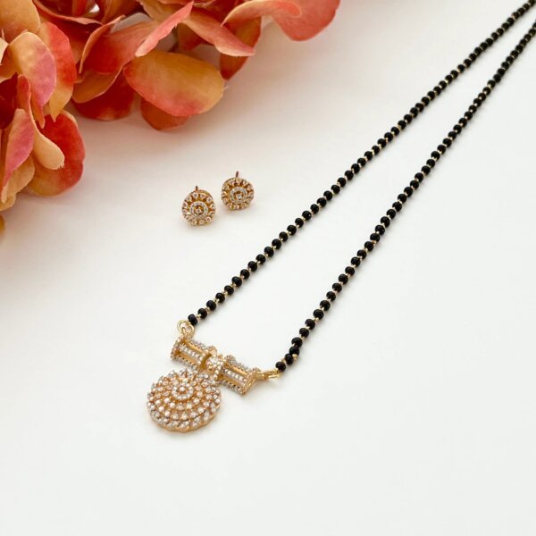 Traditional Gold-Plated Mangalsutra with Matching Earrings