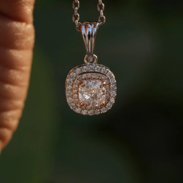 Cushion Double Halo CVD Diamond Pendant