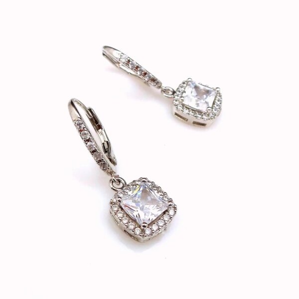 Princess Cut CVD Diamond Halo Dangle Earrings