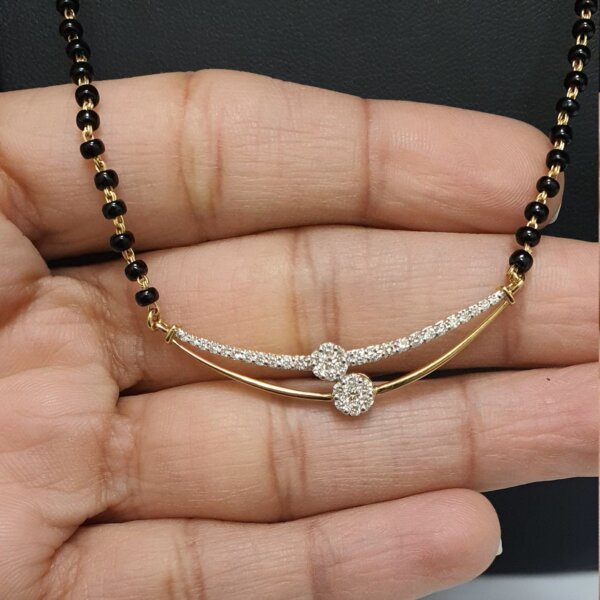 Gold and CVD Diamond Mangalsutra with Black Beads