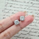 Cushion Cut CVD Diamond Halo Stud Earrings