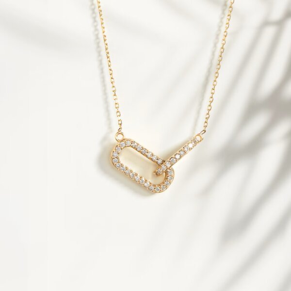 Sparkling Gold and CVD Diamond Link Necklace