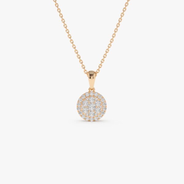 Radiant Gold Round CVD Diamond Pendant Necklace