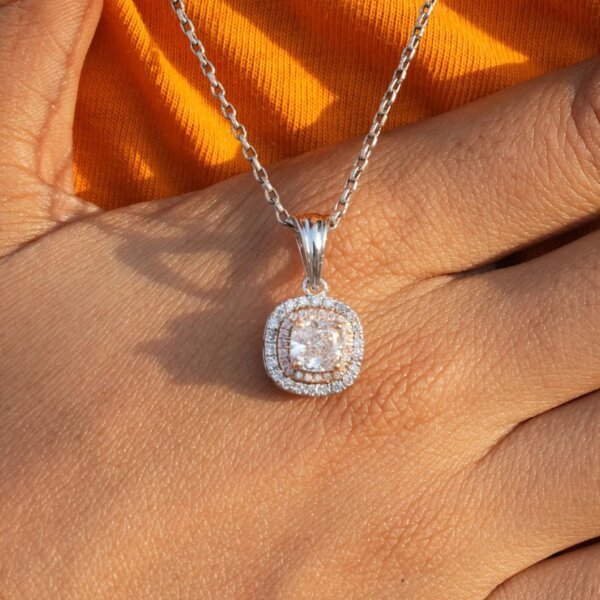 Cushion Double Halo CVD Diamond Pendant