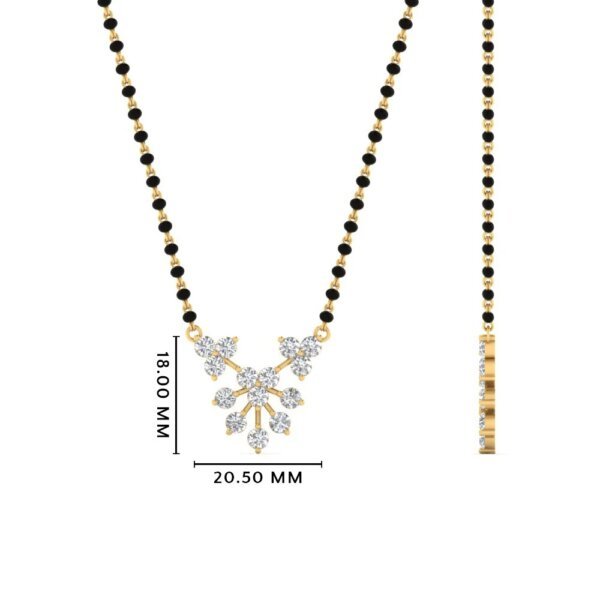 Floral CVD Diamond Mangalsutra with Elegant Gold and Black Bead Chain