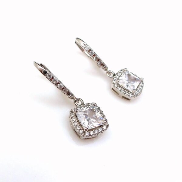 Princess Cut CVD Diamond Halo Dangle Earrings