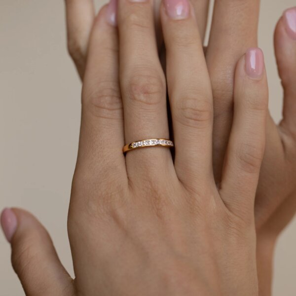 Classic Gold Princess-Cut Lab Grown Diamond Band