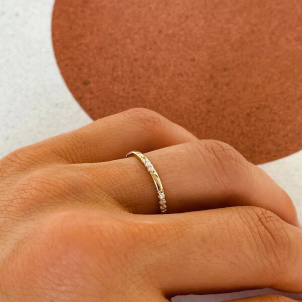 Gold Dainty Lab Grown Diamond Half-Eternity Ring