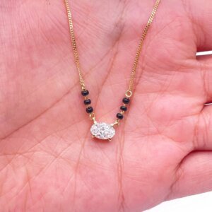 Oval Solitaire CVD Diamond/ Lab Grown Diamond Mangalsutra