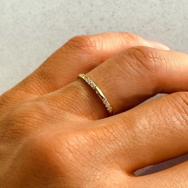 Gold Dainty Lab Grown Diamond Half-Eternity Ring