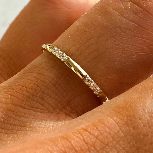 Gold Dainty Lab Grown Diamond Half-Eternity Ring