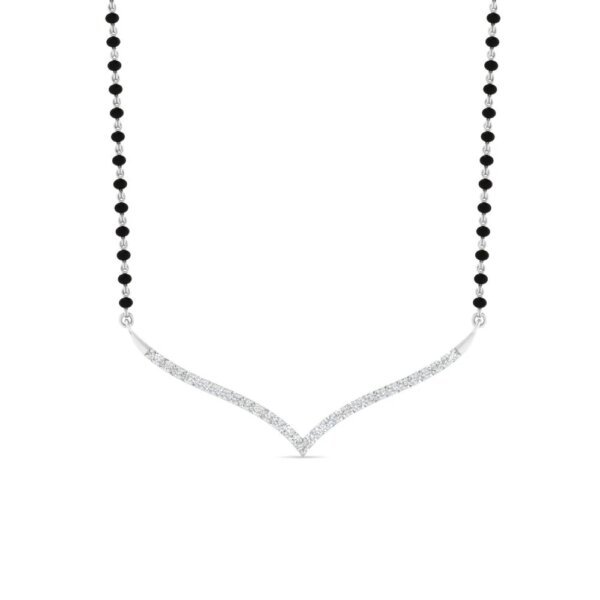 Elegant V-Curve CVD Diamond Mangalsutra in White Gold