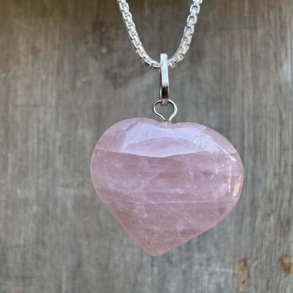 Mini Rose Quartz Heart Shape Pendant