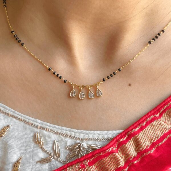 Teardrop CVD Diamond Mangalsutra in Gold Chain